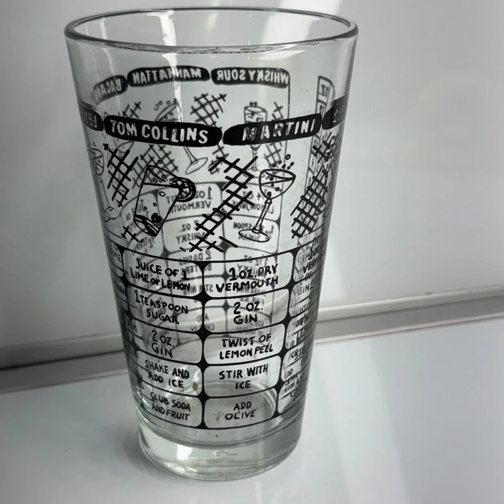 Cocktail Recipe‎ Glass Tumbler Bartender Drink Guide Pint Size